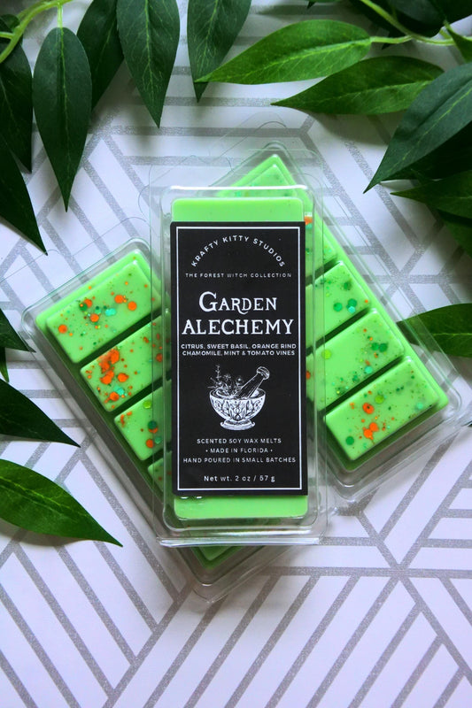 Garden Alchemy | Citrus, Sweet Basil, Orange Rind, Chamomile, Mint & Tomato Vines | Natural Soy Wax Melt Snap Bar | Forest Witch Collection