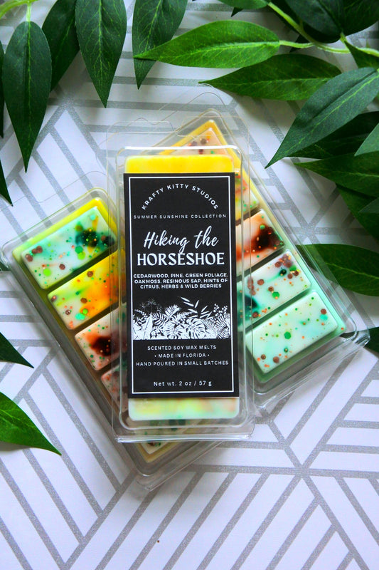 Hiking the Horseshoe | Cedarwood, Pine, Foliage, Oakmoss, Tree Sap, Citrus, Herbs & Wild Berries | Soy Wax Melt Snap Bar | Summer Sunshine