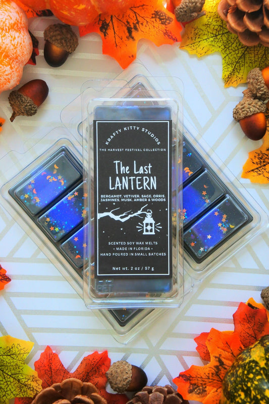 The Last Lantern | Bergamot, Vetiver, Sage, Orris, Jasmine, Musk, Amber & Wood | Natural Soy Wax Melt Snap Bar | Harvest Festival Collection