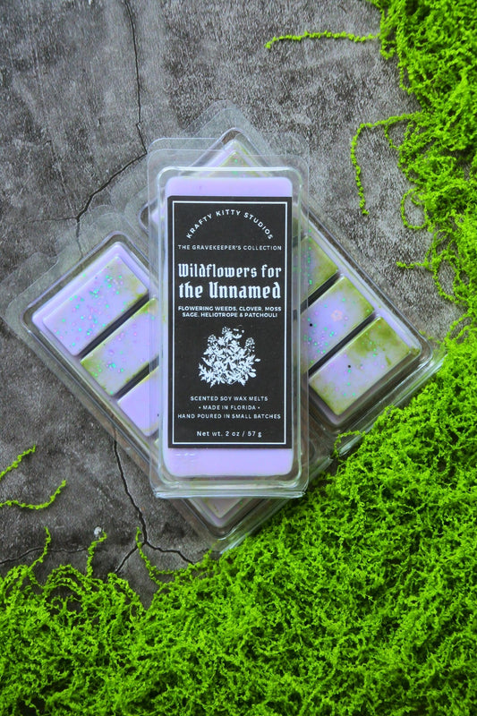 Wildflowers for the Unnamed: Flowering Weeds, Clover, Moss, Sage, Heliotrope & Patchouli | Soy Wax Melt Snap Bar