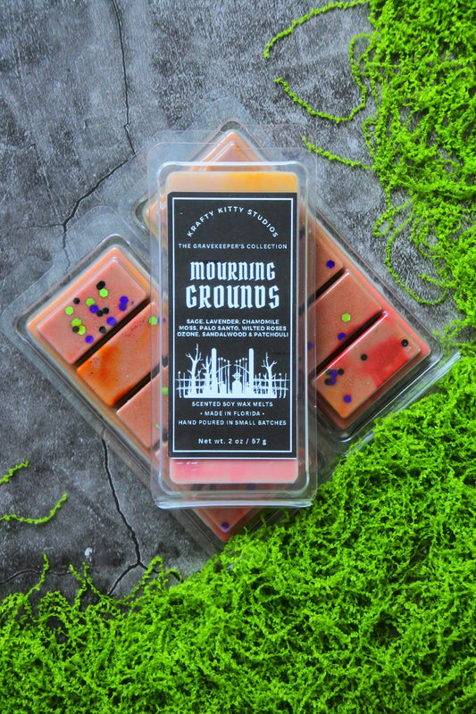 Mourning Grounds: Sage, Lavender, Chamomile, Moss, Palo Santo & Wilted Roses | Soy Wax Melt Snap Bar