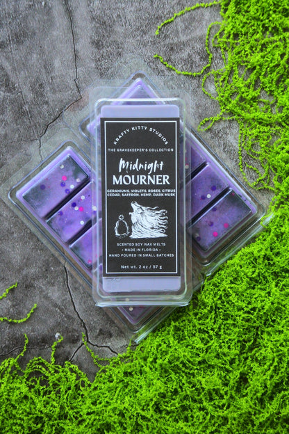 The Midnight Mourner: Dark Florals, Saffron, Citrus, Cedar, Hemp & Musk | Soy Wax Melt Snap Bar