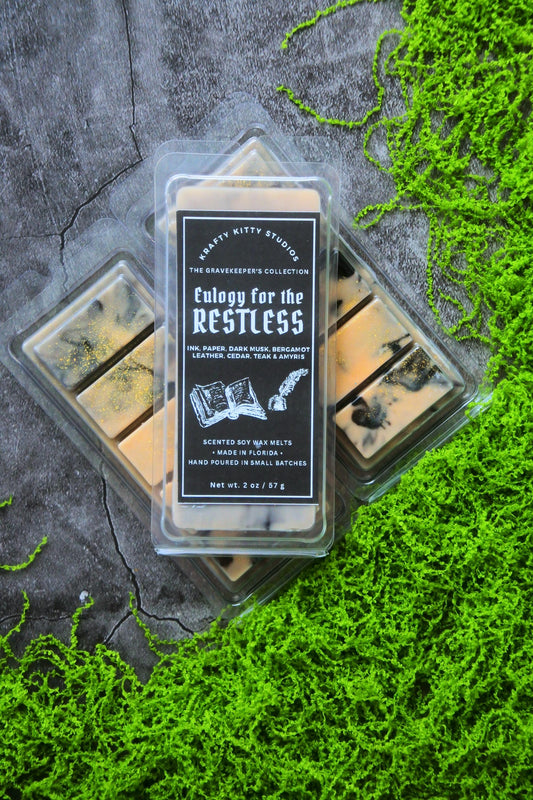 Eulogy for the Restless: Ink, Parchment, Musk, Bergamot, Leather, Wood & Amyris | Soy Wax Melt Snap Bar