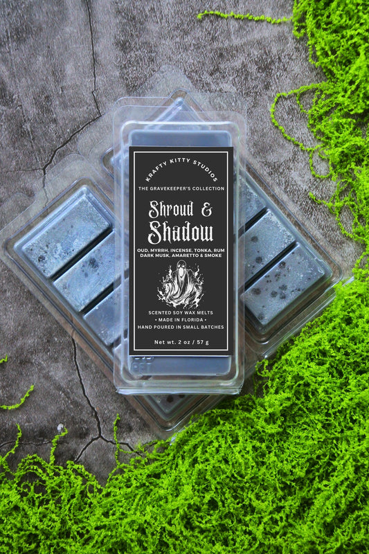 Shroud & Shadow: Oud, Myrrh, Incense, Tonka, Rum, Dark Musk, Amaretto, Smoke | Soy Wax Melt Snap Bar