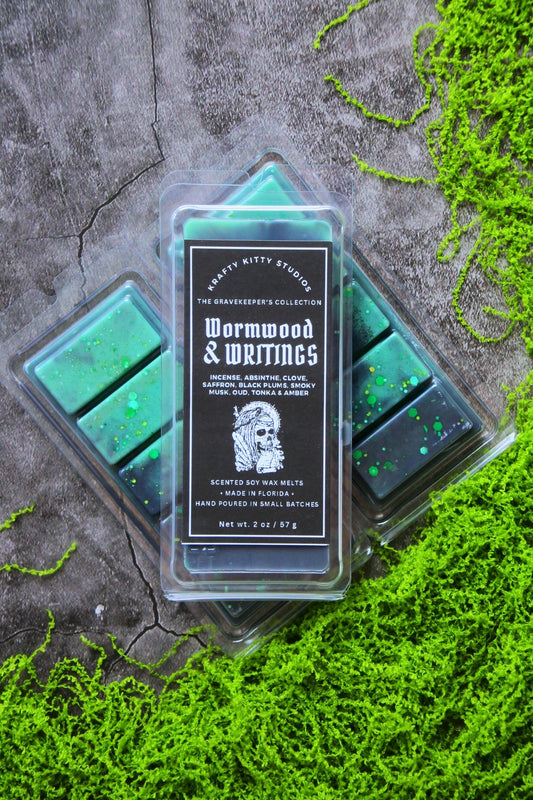 Wormwood & Writings: Incense, Absinthe, Clove, Saffron, Plum, Musk, Oud, Amber | Soy Wax Melt Snap Bar