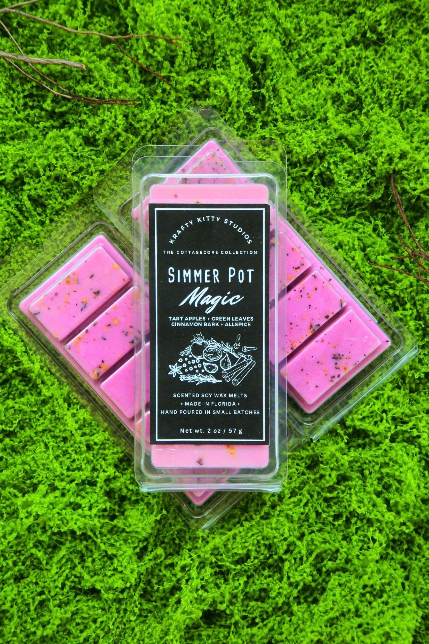 Simmer Pot Magic: Tart Apples, Green Leaves, Cinnamon Bark & Allspice | Natural Soy Wax Melt