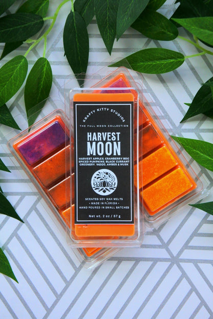 October's Harvest Moon | Apples, Cranberry, Pumpkins, Black Currant, Greenery, Wood, Amber & Musk | Soy Wax Melt