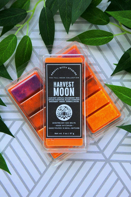 October's Harvest Moon | Apples, Cranberry, Pumpkins, Black Currant, Greenery, Wood, Amber & Musk | Soy Wax Melt