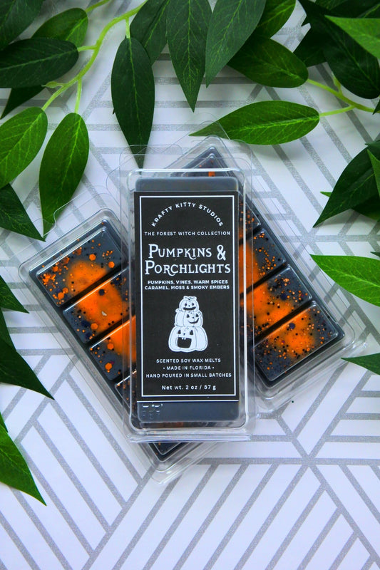 Pumpkins & Porchlights: Pumpkins, Vines, Warm Spices, Caramel, Moss, Smoky Embers | Soy Wax Melt