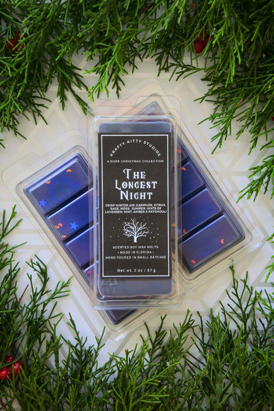 The Longest Night: Crisp Winter Air, Camphor, Citrus, Sage, Moss, Juniper, Lavender, Mint & Amber | Soy Wax Melt Snap Bar | Dark Christmas