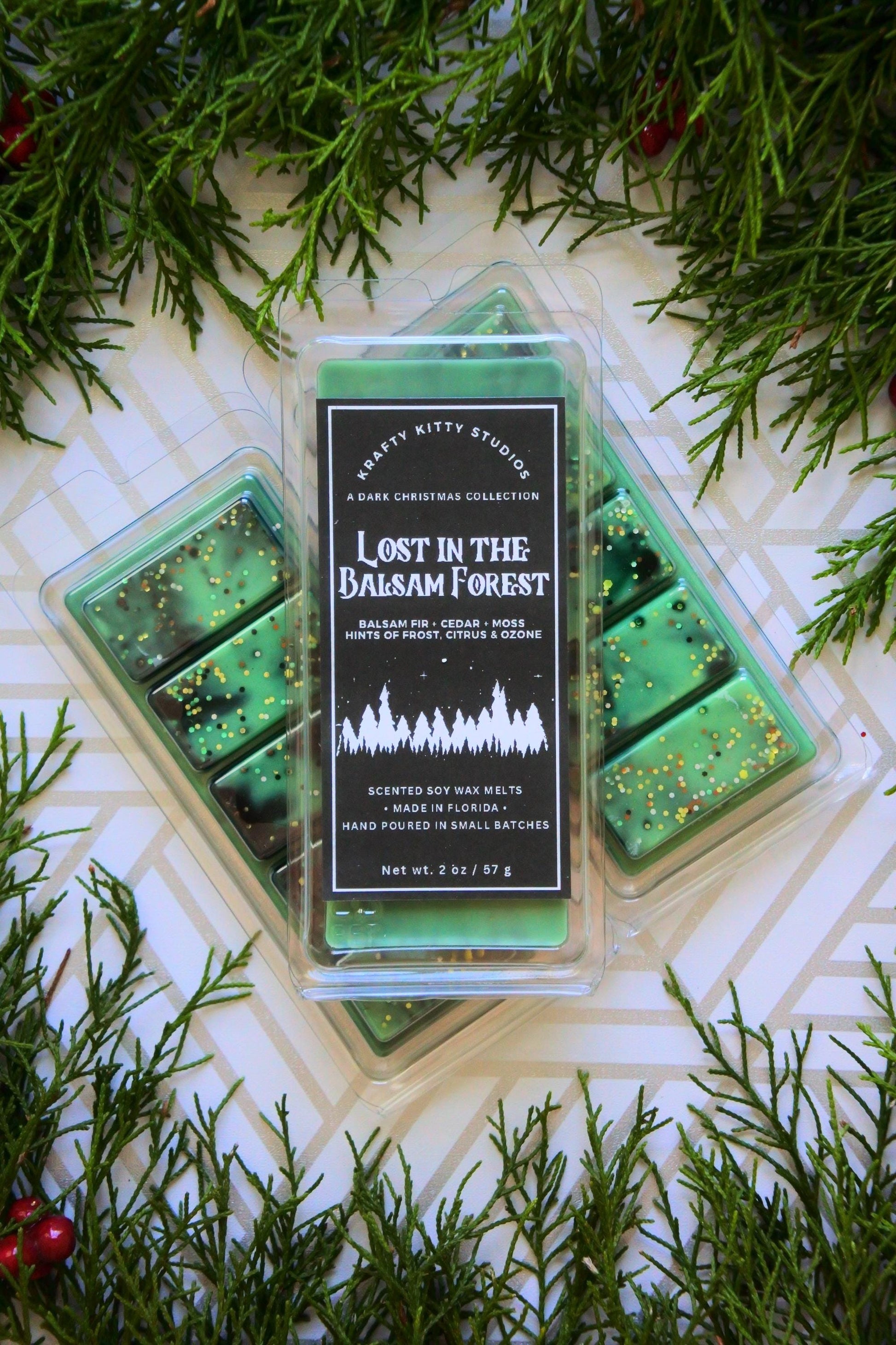 Lost in the Balsam Forest: Balsam Fir, Cedar, Moss Hints of Frost, Citrus & Ozone | Soy Wax Melt Snap Bar | Dark Christmas