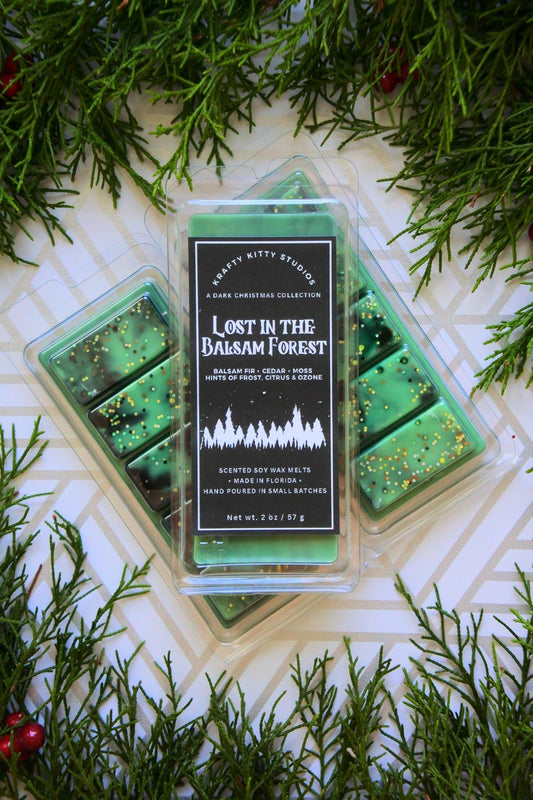 Lost in the Balsam Forest: Balsam Fir, Cedar, Moss Hints of Frost, Citrus & Ozone | Soy Wax Melt Snap Bar | Dark Christmas