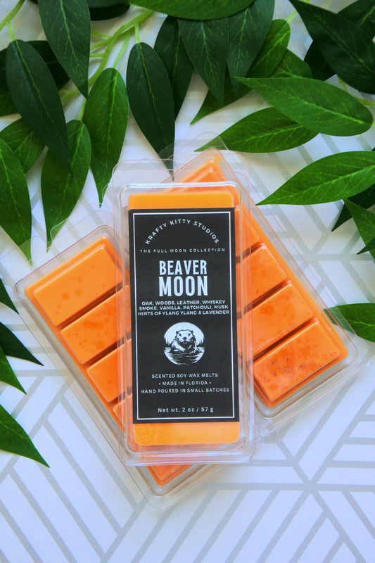 Beaver Moon: Oak, Woods, Vanilla, Leather, Whiskey, Smoke, Patchouli, Musk, Ylang Ylang & Lavender | Soy Wax Melt