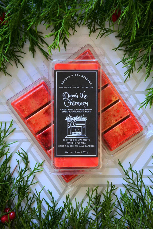 Down the Chimney: Sweet Maple, Cloves, Smoky Embers, Garlands & Moss | Soy Wax Melt