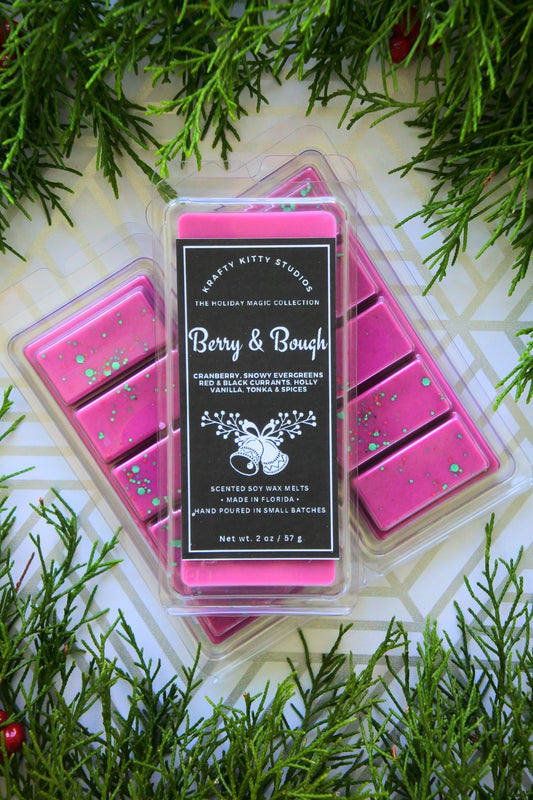 Berry & Bough: Cranberry, Snowy Evergreens, Currants, Holly, Vanilla, Tonka, Spices | Soy Wax Melt