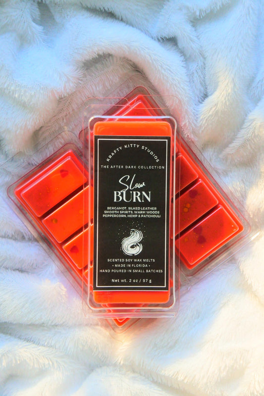 Slow Burn: Bergamot, Leather, Smooth Spirits, Warm Woods, Peppercorns, Hemp & Patchouli | Soy Wax Melt | After Dark Valentine's Collection
