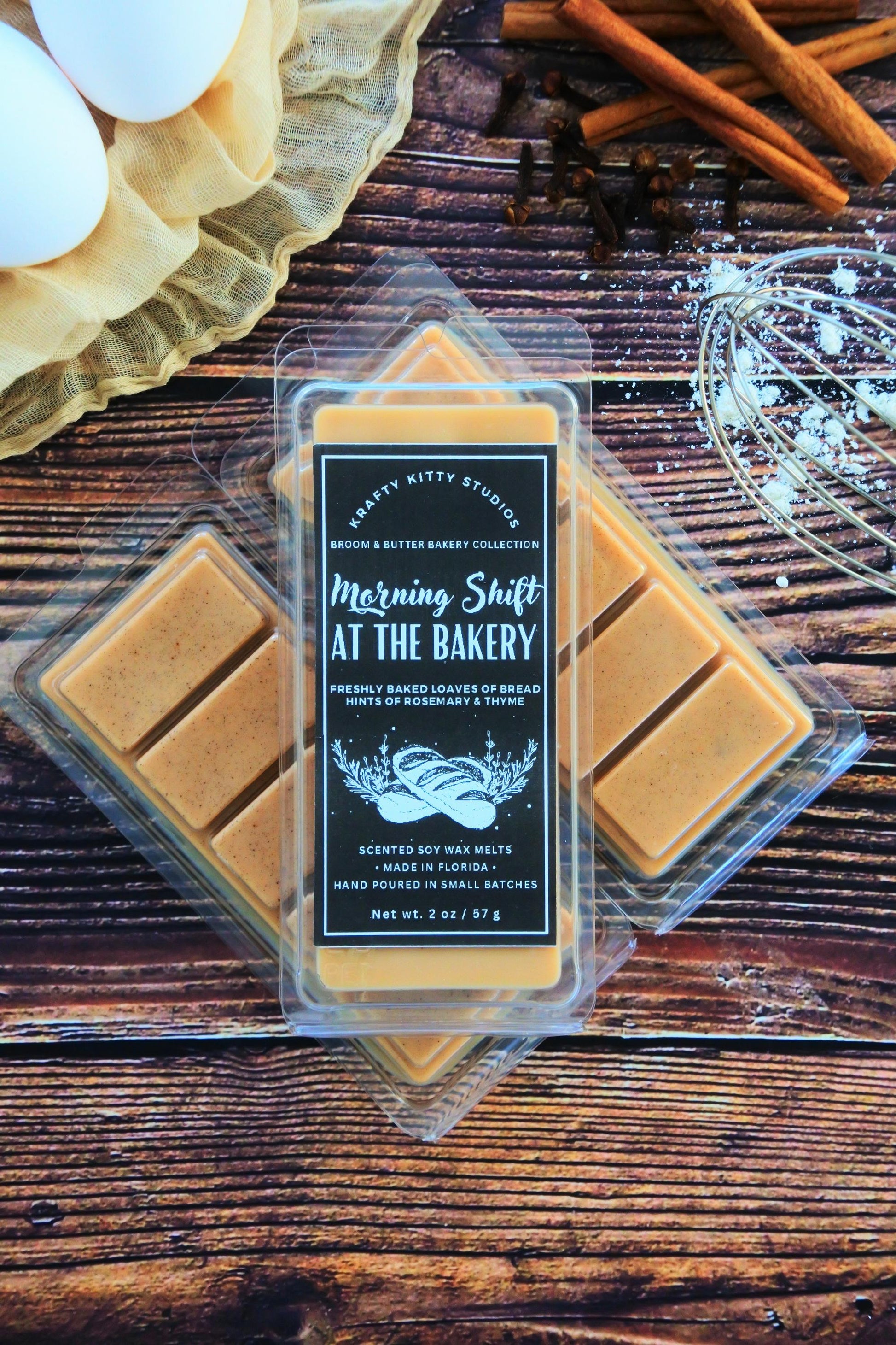 Morning Shift at the Bakery: Freshly Baked Loaves of Bread, Hints of Rosemary & Thyme | Soy Wax Melt Snap Bar