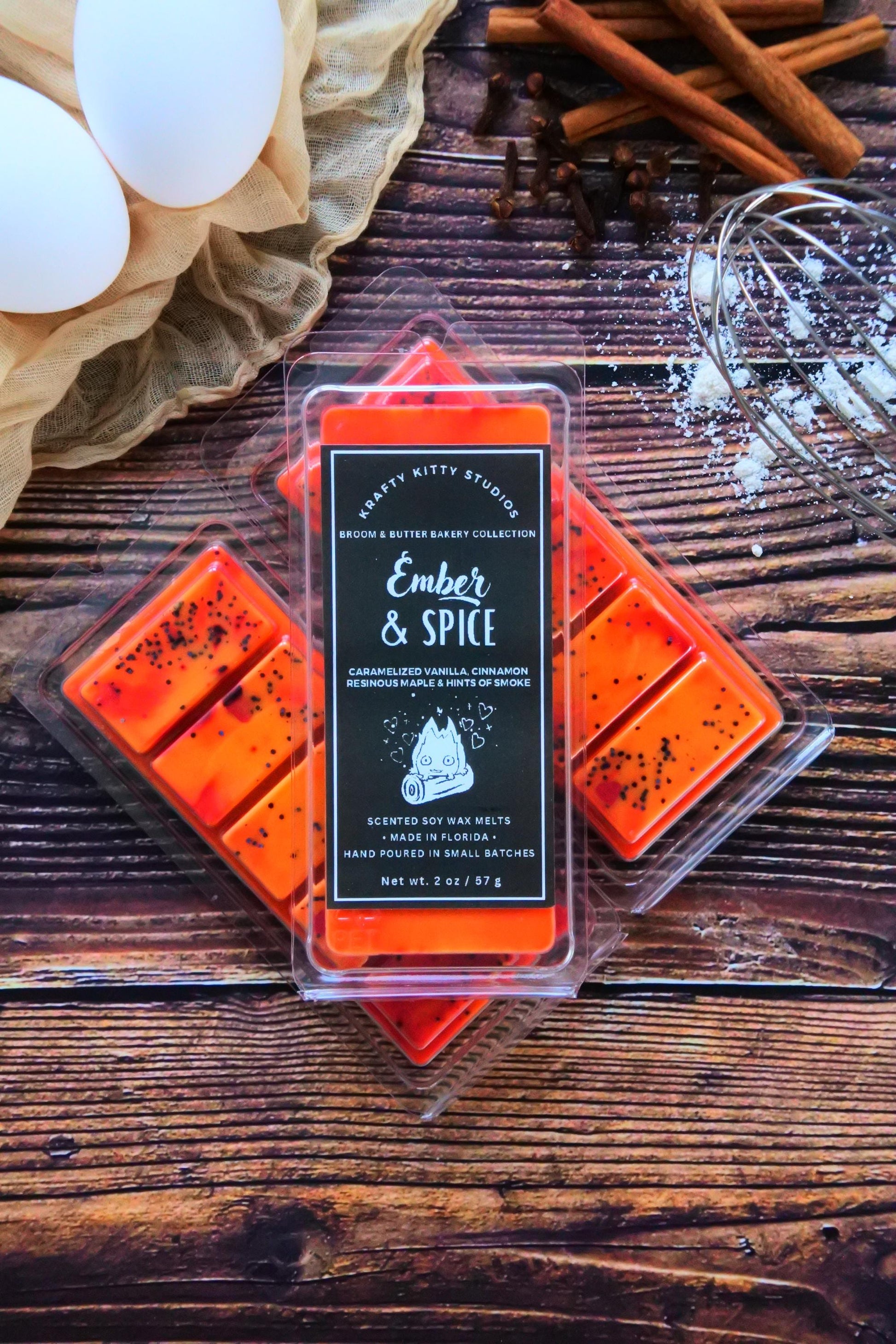 Ember & Spice: Caramelized Vanilla, Cinnamon, Resinous Maple, Hints of Smoke | Soy Wax Melt Snap Bar