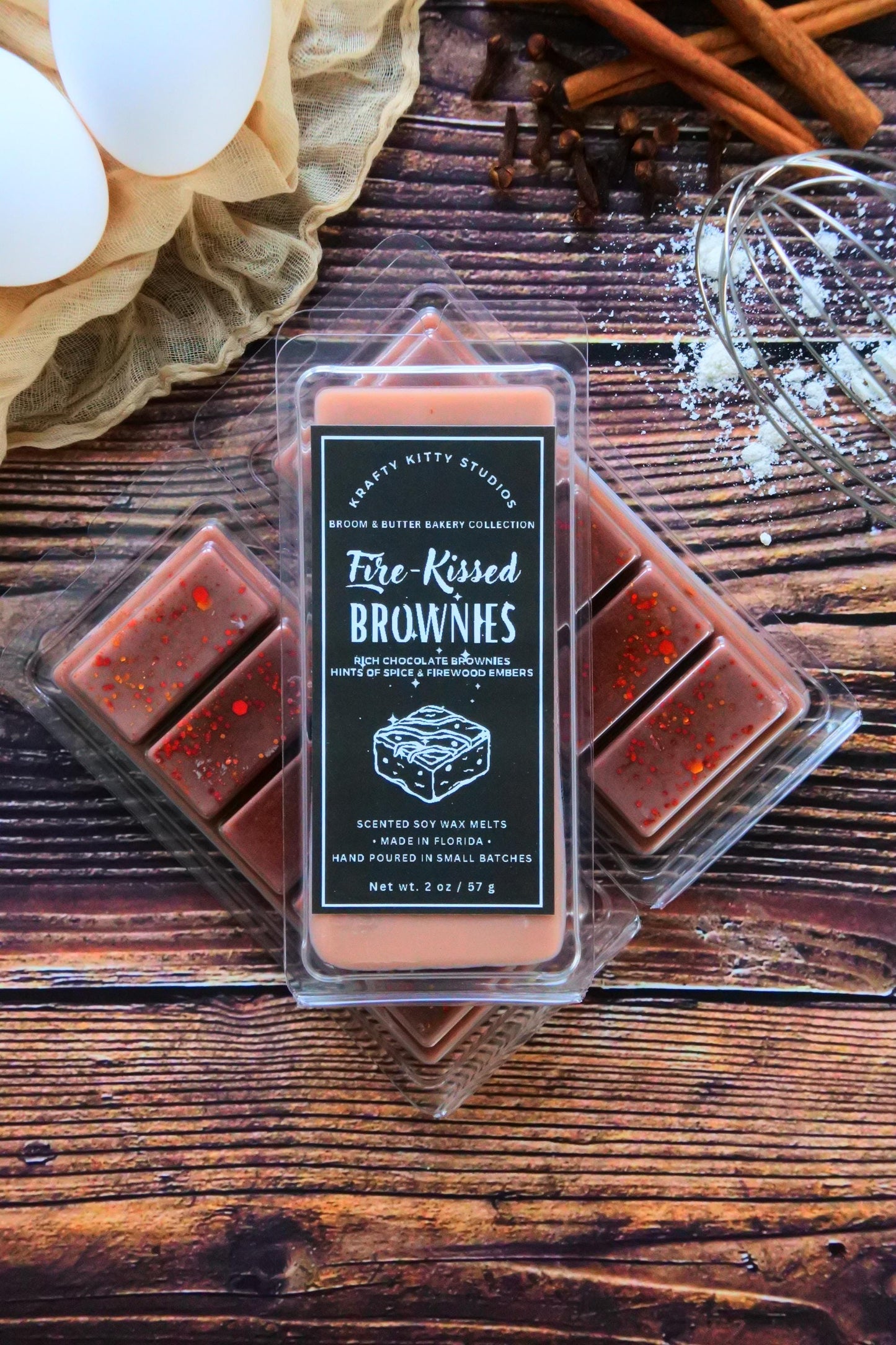 Fire Kissed Brownies: Rich Chocolate Brownies, Hints of Spice & Firewood Embers | Soy Wax Melt Snap Bar