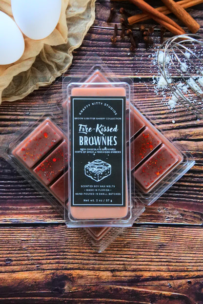 Fire Kissed Brownies: Rich Chocolate Brownies, Hints of Spice & Firewood Embers | Soy Wax Melt Snap Bar