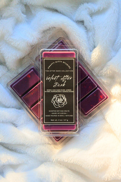 Velvet After Dark: Roses, Oud, Dark Musk, Amber, Myrrh, Peppercorn & Sandalwood | Soy Wax Melt | After Dark Valentine's Collection