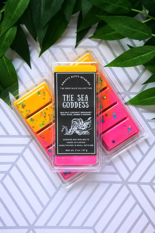 Sea Goddess’ Blessing: Sea Salt, Coconut, Bergamot, Teak, Musk, Amber, Juniper | Soy Wax Melt