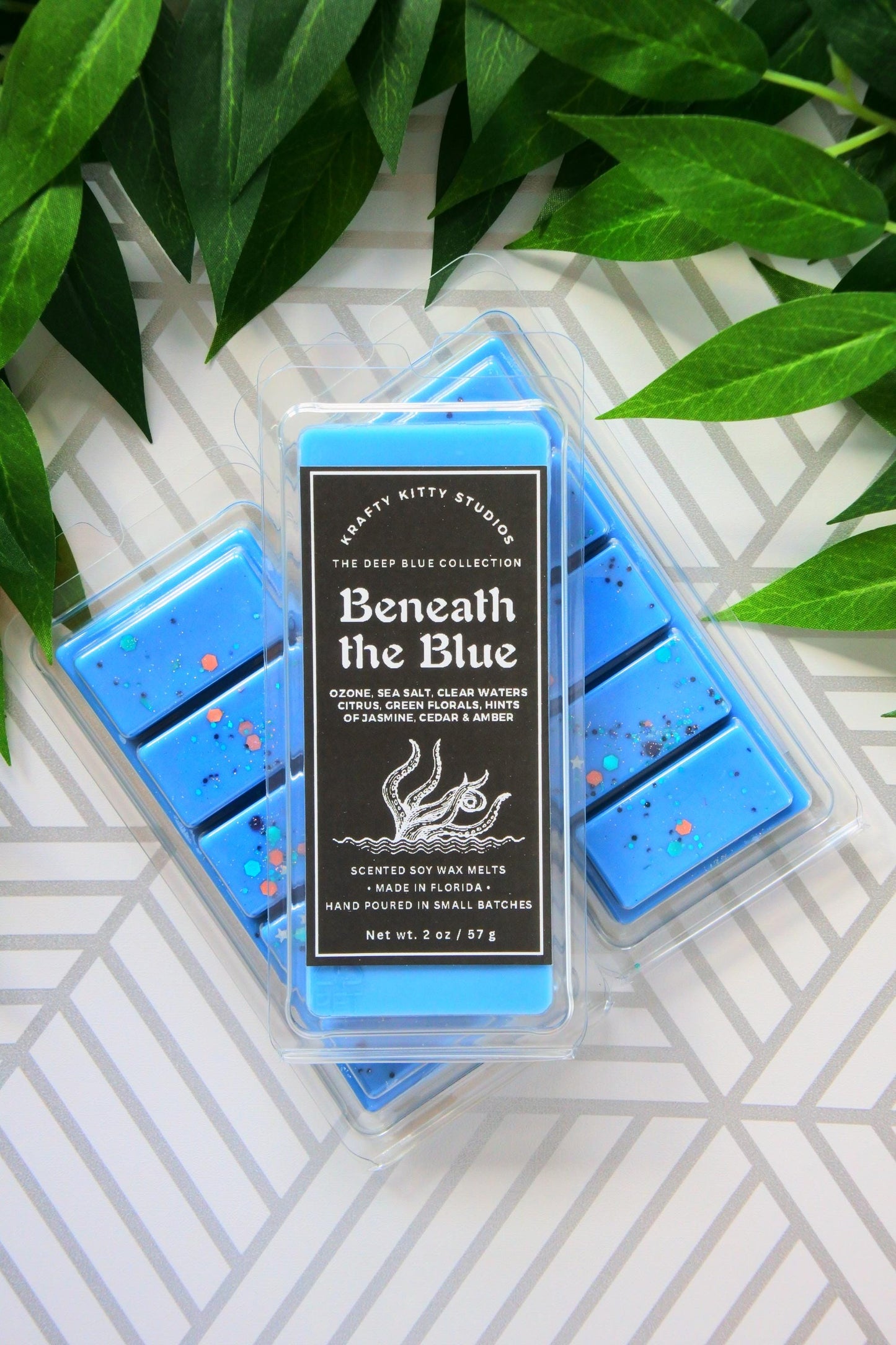 Beneath the Blue: Ozone, Sea Salt, Clear Waters, Citrus, Green Florals, Hints of Jasmine, Cedar & Amber | Soy Wax Melt Snap Bar