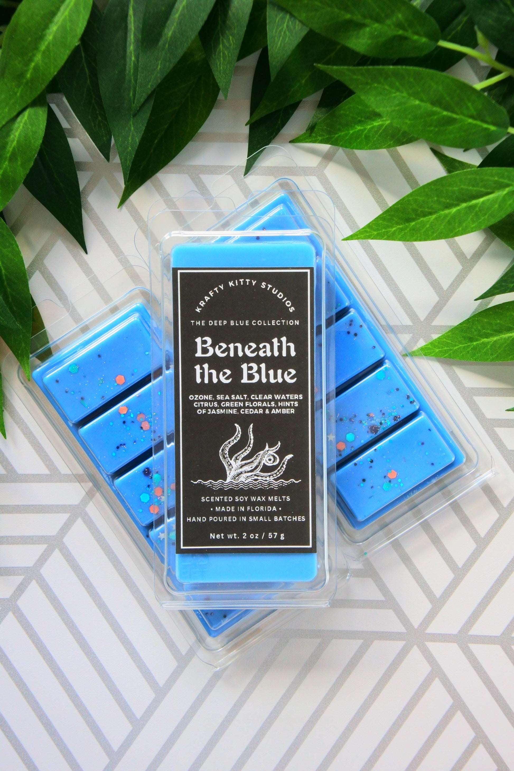 Beneath the Blue: Ozone, Sea Salt, Clear Waters, Citrus, Green Florals, Hints of Jasmine, Cedar & Amber | Soy Wax Melt Snap Bar