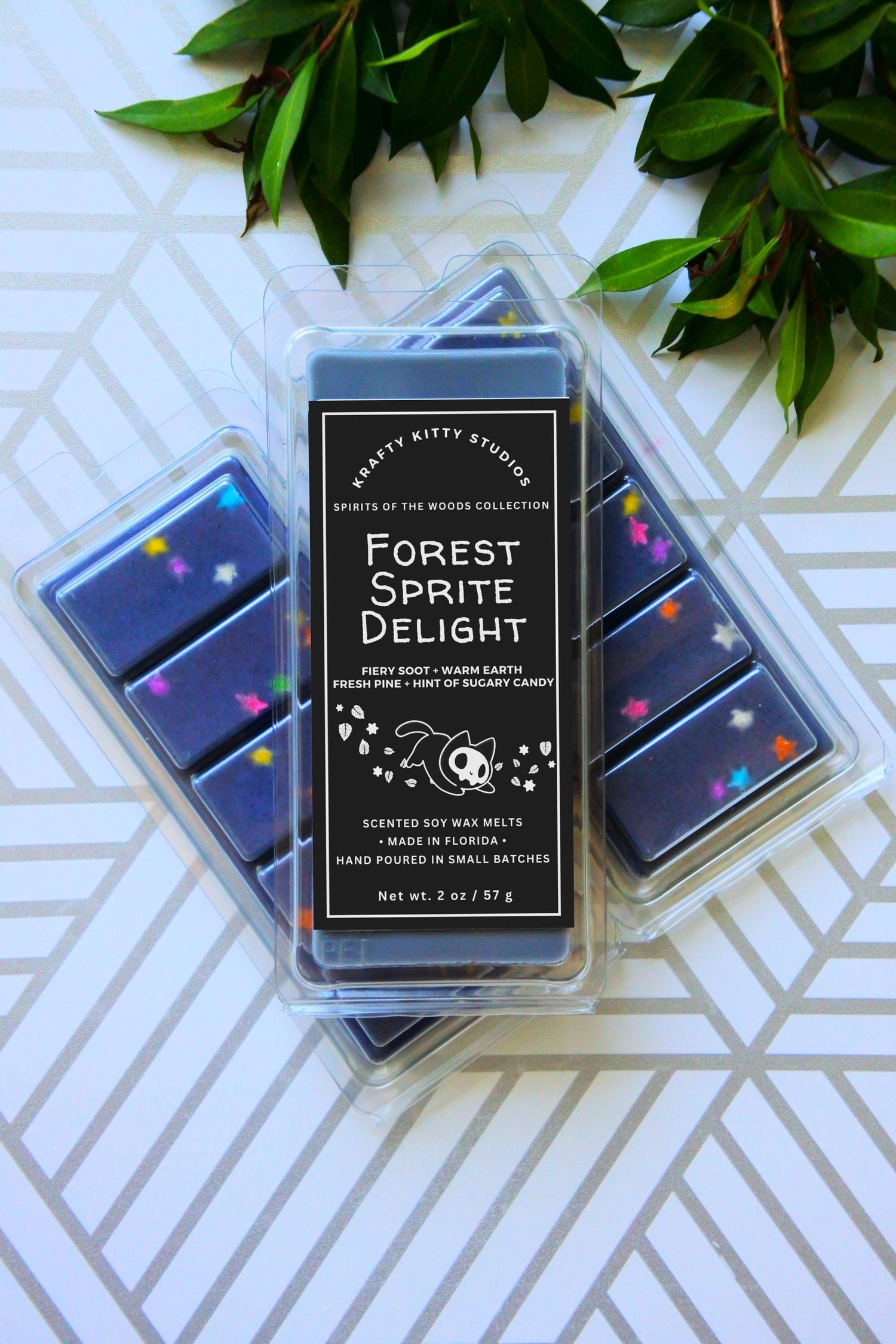 Soot Sprite Delight: Fiery Soot, Warm Earth, Fresh Pine, Sugary Candy | Soy Wax Melt