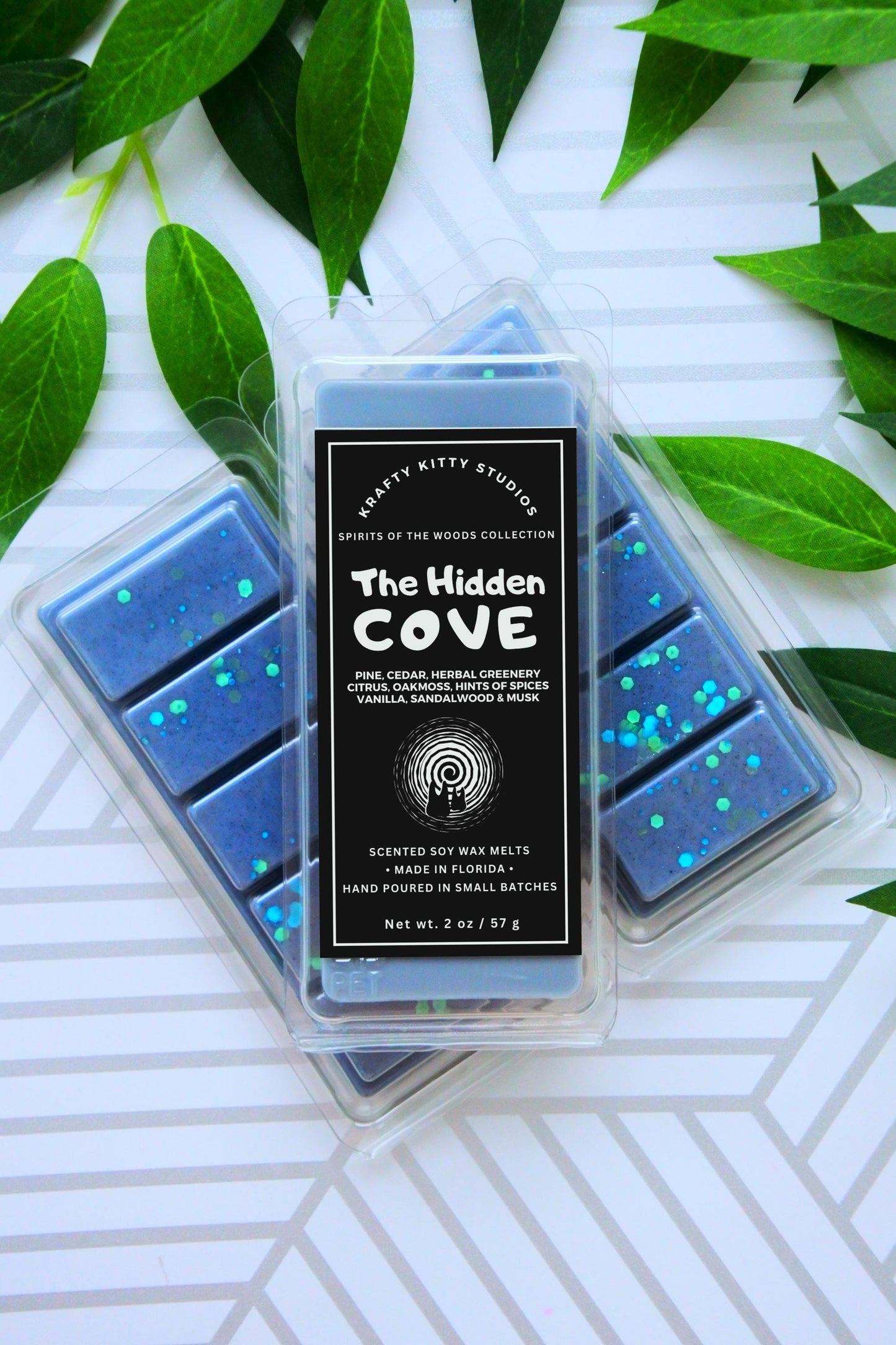 The Hidden Cove: Pine, Cedar, Herbal Greenery, Citrus, Oakmoss, Hint of Spices Vanilla, Sandalwood & Musk | Soy Wax Melt Snap Bar