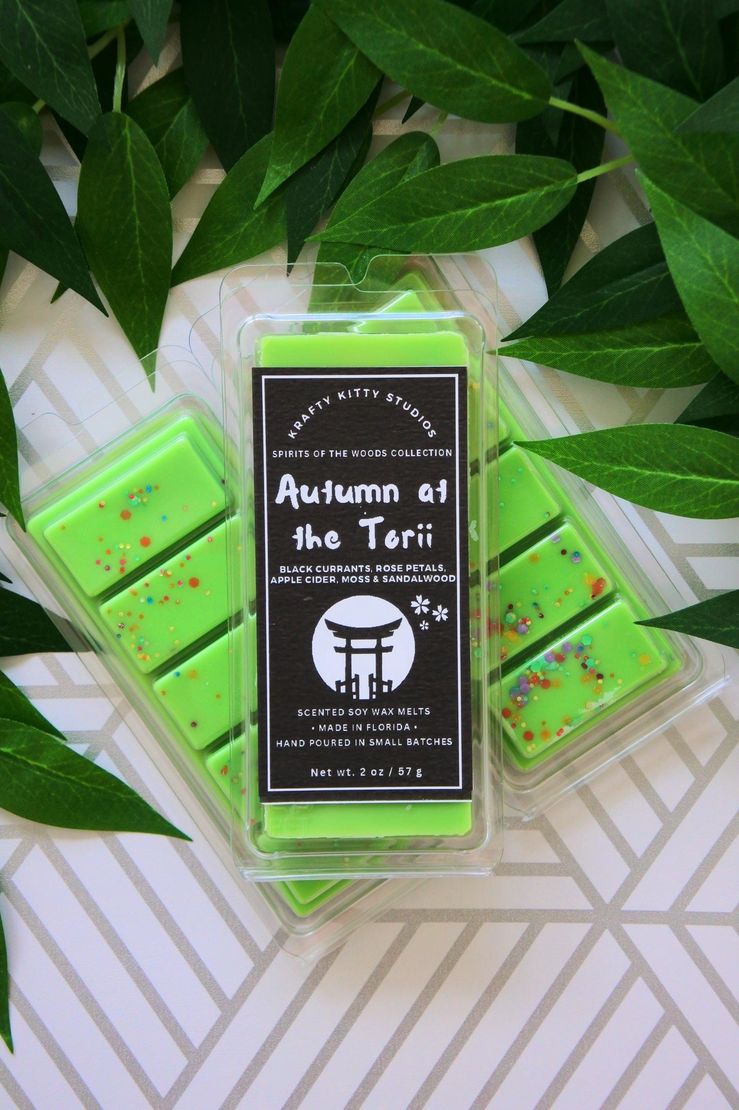 Autumn at the Torii: Black Currants, Rose Petals, Apple Cider, Moss & Sandalwood | Natural Soy Wax Melt Snap Bar