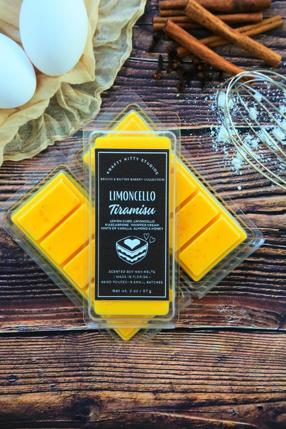 Limoncello Tiramisu: Lemon Curd, Limoncello, Mascarpone, Whipped Cream, Hints of Vanilla, Almond & Honey | Soy Wax Melt Snap Bar