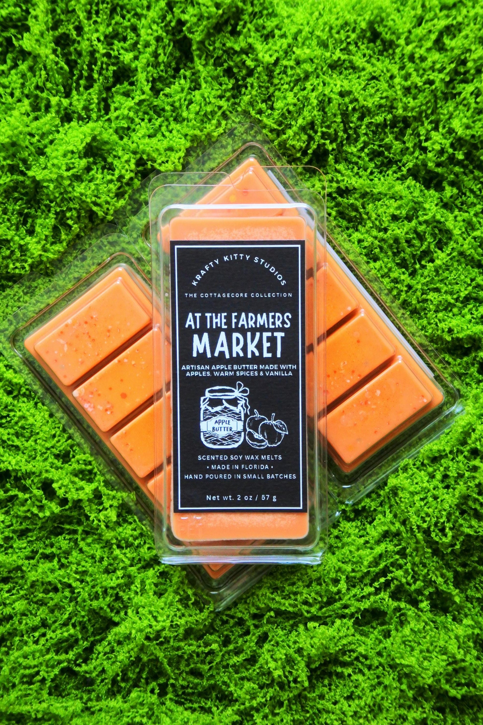 At The Farmers Market: Apples, Spices & Sugary Vanilla | Soy Wax Melt Snap Bar | Cottagecore Collection