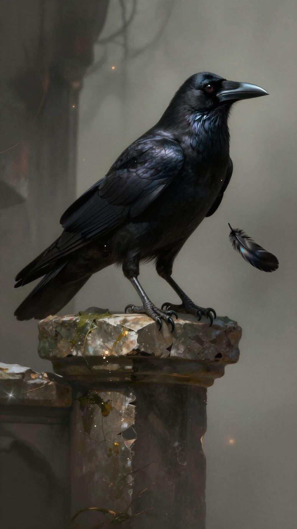 A Crow's Feather Plucked at Dusk - Rice Milk, Green Fields, Violets, Peach Nectar, Sandalwood, Musk | Soy Wax Melt | Spellcaster Collection