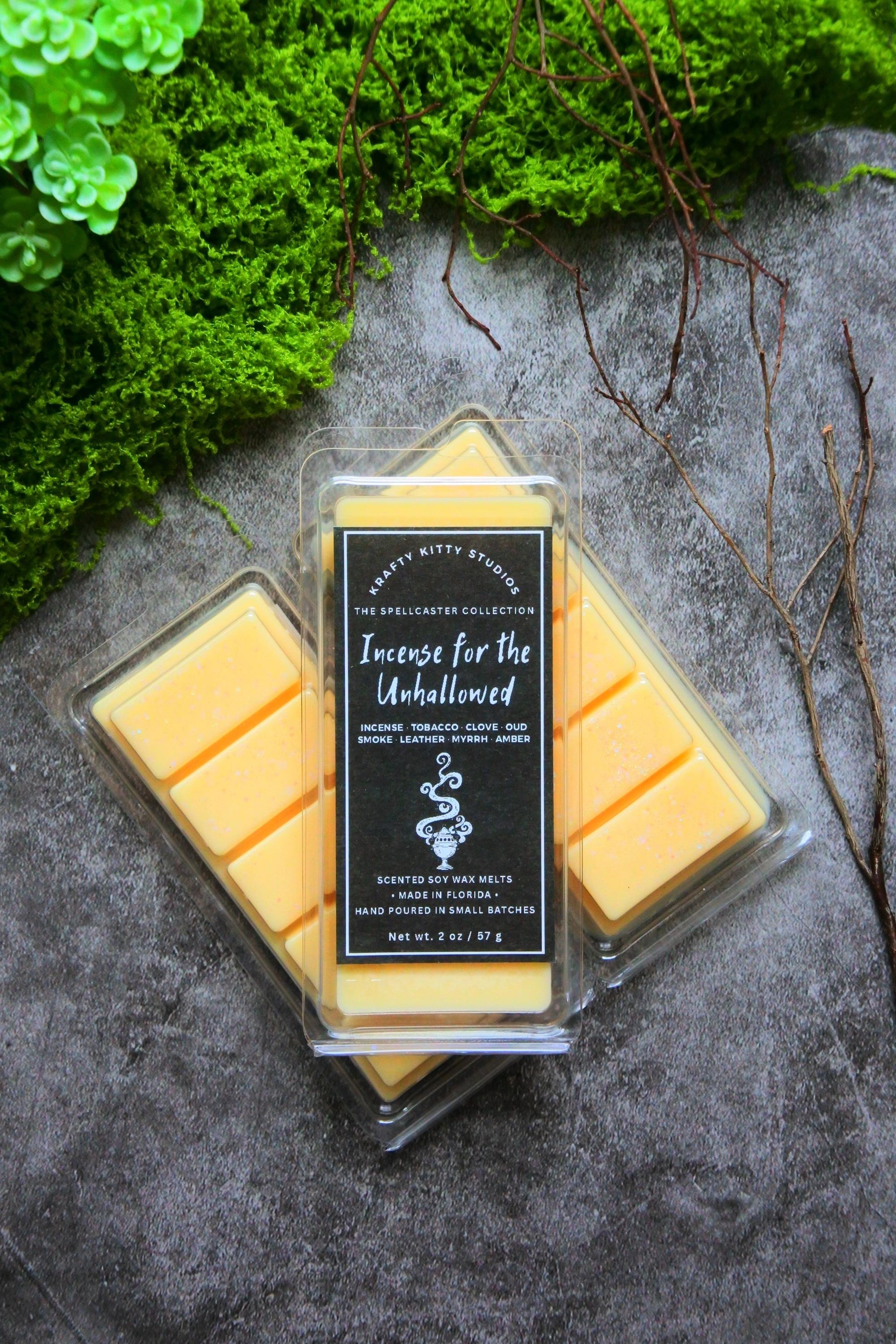 Incense for the Unhallowed: Incense, Tobacco, Clove, Oud, Smoke, Leather, Myrrh, Amber | Soy Wax Melt | Spellcaster Collection