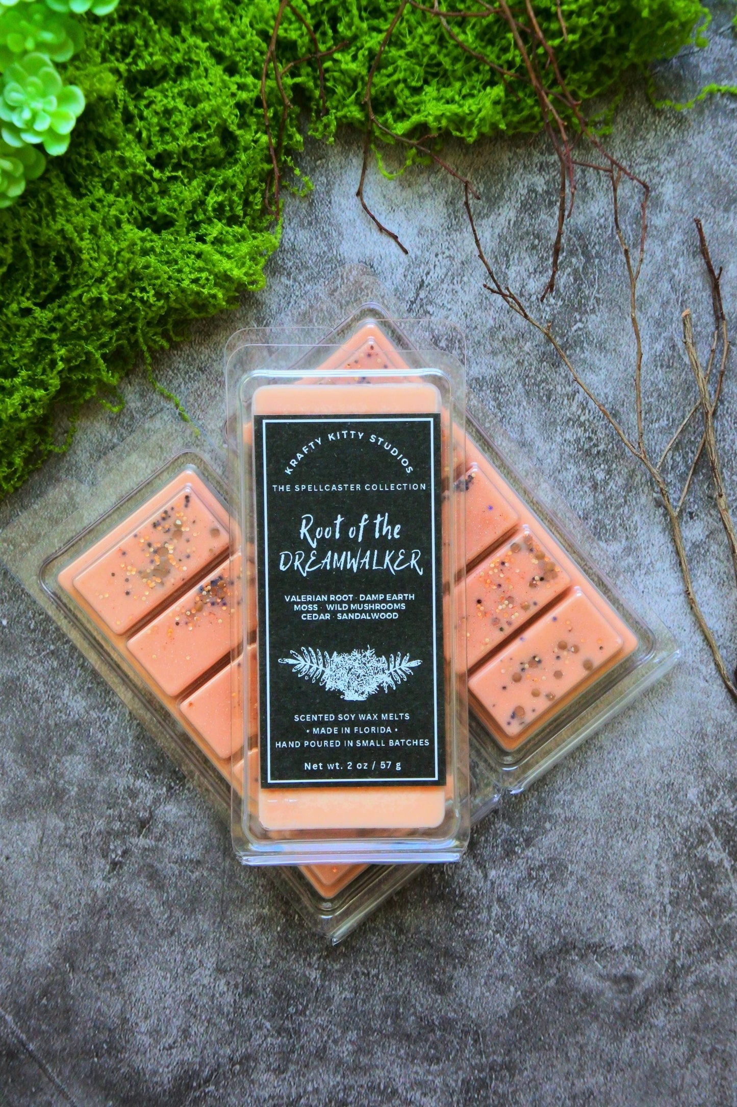 Root of the Dreamwalker: Valerian Root, Damp Earth, Moss, Wild Mushrooms, Cedar, Sandalwood | Soy Wax Melt | Spellcaster Collection