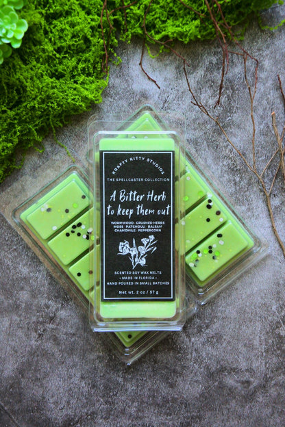 A Bitter Herb to Keep Them Out: Wormwood, Herbs, Moss, Patchouli, Chamomile, Balsam, Peppercorn | Soy Wax Melt | Spellcaster Collection
