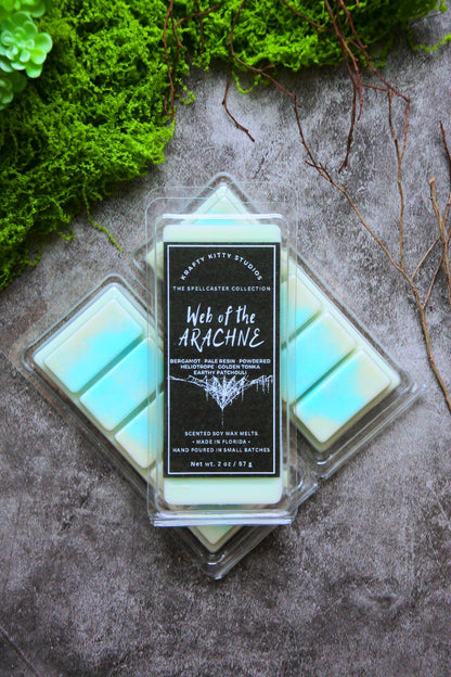 Web of the Arachne: Bergamot, Pale Resin, Powdered Heliotrope, Golden Tonka, Earthy Patchouli | Soy Wax Melt | Spellcaster Collection