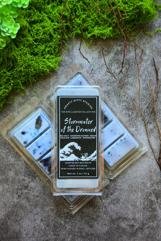 Stormwater of the Drowned: Sea Salt, Churning Waters, Cedar, Cold Air, Labdanum, Peppercorn | Soy Wax Melt | Spellcaster Collection