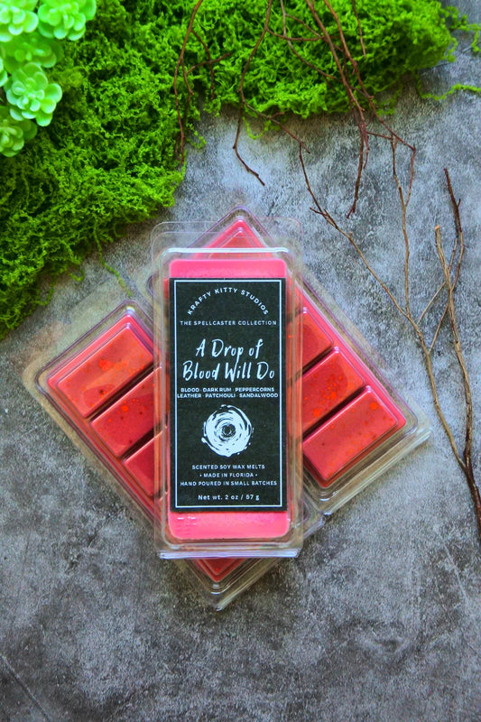 A Drop of Blood Will Do: Blood, Dark Rum, Peppercorns, Leather, Patchouli, Sandalwood | Soy Wax Melt | Spellcaster Collection