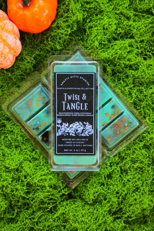 Twist & Tangle: Wild Pumpkin Vines, Patchouli, Sandalwood, Warm Spices, Vanilla | Soy Wax Melt Snap Bar | Autumn/Fall Collection