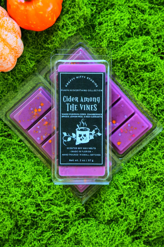 Cider Among the Vines: Warm Pumpkin Cider, Cranberries, Spices, Lemon Peel & Red Currants | Soy Wax Melt Snap Bar | Autumn/Fall Collection