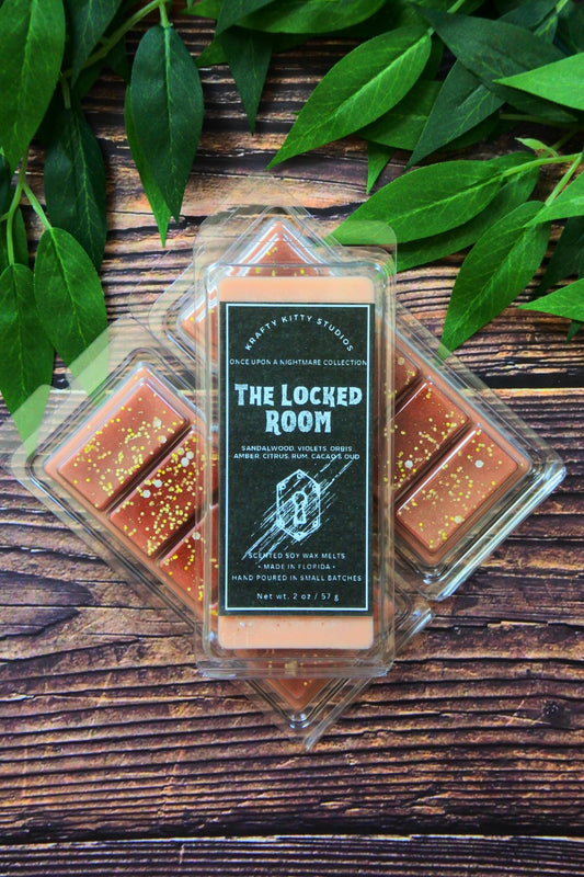 The Locked Room: Sandalwood, Violets, Orris, Amber, Citrus, Rum, Cacao & Oud | Soy Wax Melt | Halloween Collection