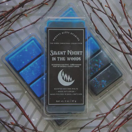 Silent Night In the Woods | Scandinavian Pine, Birchwood, Midnight Smoke & Sweet Anise | Natural Soy Wax Melt Snap Bar | Dark Christmas