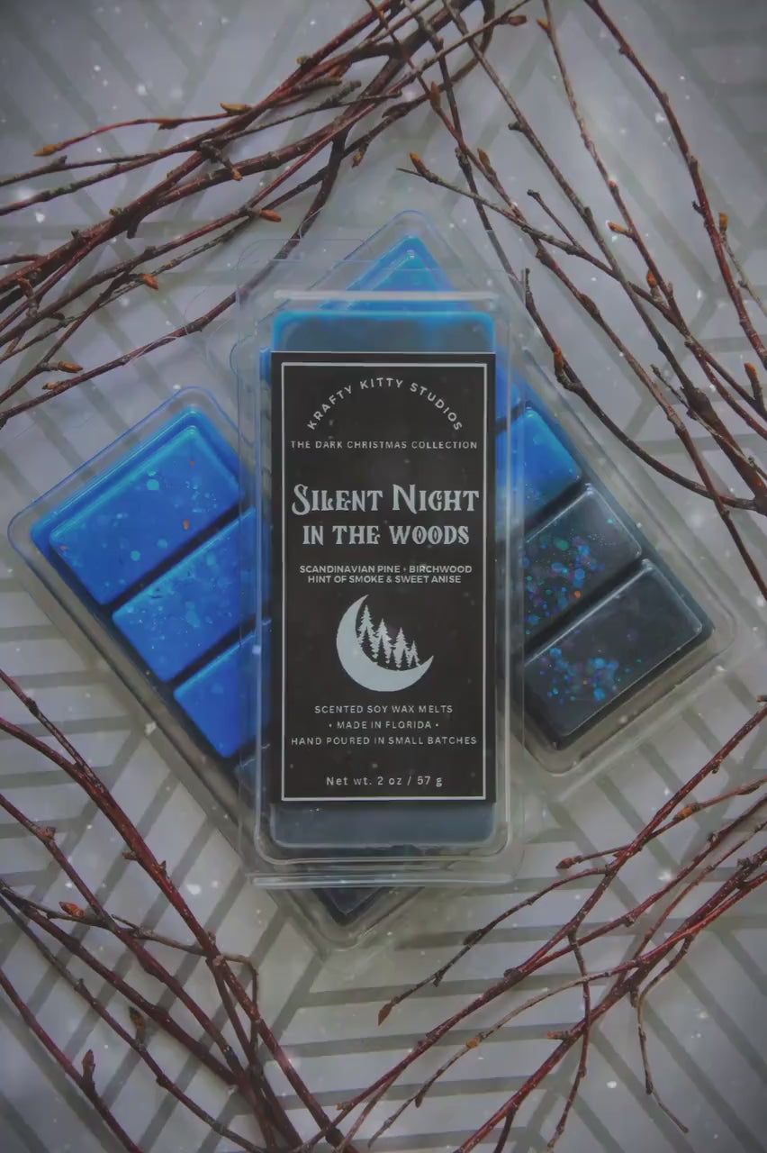 Silent Night In the Woods | Scandinavian Pine, Birchwood, Midnight Smoke & Sweet Anise | Natural Soy Wax Melt Snap Bar | Dark Christmas